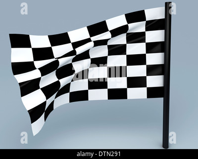 Drapeau de course dans le vent. 3d illustration Banque D'Images