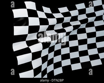 Drapeau de course dans le vent. 3d illustration Banque D'Images