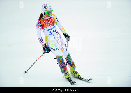 La République tchèque Sarka Strachova photographié au cours de la women's slalom au Jeux Olympiques d'hiver de 2014 à Sotchi, Vendredi, Février 21, 2014, dans la région de Krasnaya Polyana, la Russie. (CTK Photo/Roman Vondrous) Banque D'Images