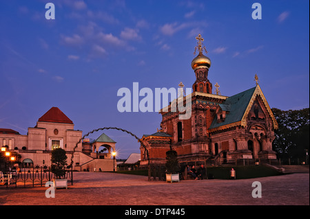 L'Église orthodoxe de Sainte Marie Madeleine et l', Hochzeitsturm Darmstadt Banque D'Images