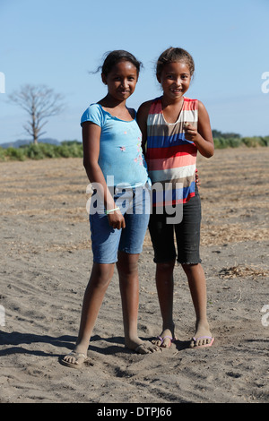 Les filles du village, El Tanque, Territoires du Nicaragua Banque D'Images