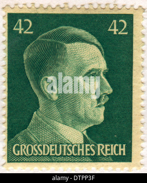 Timbre allemand du régime nazi à l'effigie d'Adolf Hitler Banque D'Images