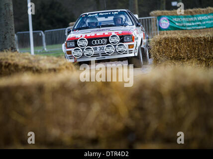 Stoneleigh Park, Coventry, Royaume-Uni. Feb 22, 2014. Retro course à étapes Live rally Stoneleigh Park B classe classique de voitures de rallye Ford,Audi,Ferrari,MG et divers autres fabricants Crédit : Steven re/Alamy Live News Banque D'Images