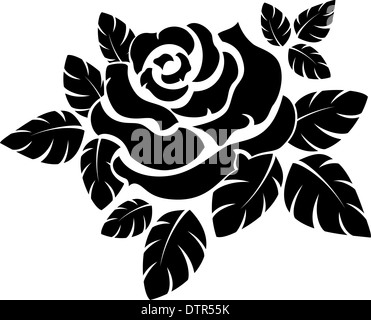 Vector silhouette rose isolé sur blanc. Banque D'Images