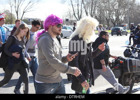 Rome, Italie. 22 février 2014 fans de rugby. l'extérieur du stade olympique de Rome pour le match des six nations l'Italie contre l'Ecosse. Credit : Gari Wyn Williams / Alamy Live News Banque D'Images