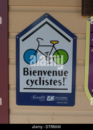 Inscrivez-CYCLISTE Bienvenue Bienvenue cyclistes Québec Canada Banque D'Images