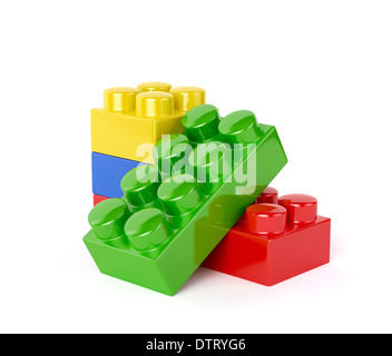 3D render of plastic toy blocks isolé sur fond blanc Banque D'Images