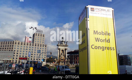 Barcelone, Espagne. 24 février 2014. Mobile World Congress (MWC) commence à Barcelone : Crédit Fco Javier Rivas Martín/Alamy Live News Banque D'Images