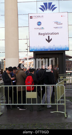 Barcelone, Espagne. 24 février 2014. Mobile World Congress (MWC) commence à Barcelone : Crédit Fco Javier Rivas Martín/Alamy Live News Banque D'Images