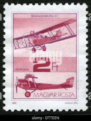 Timbres de Hongrie avec les avions, avion, vers 1988 Banque D'Images