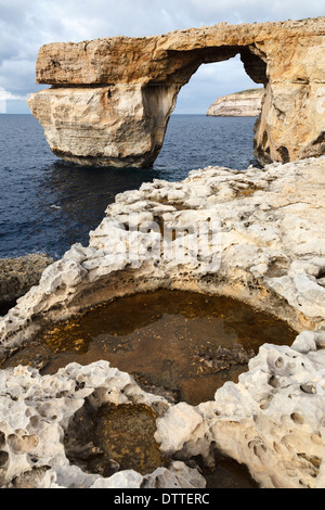 La fenêtre d'Azur, Dwejra Point, Gozo, Malte Banque D'Images