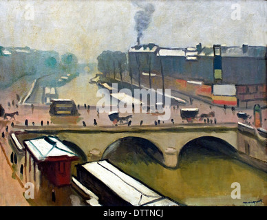 Vue sur le Pont St Michel à Paris en 1912 Albert Marquet 1875-1947 Français France Banque D'Images