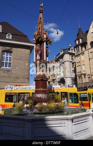 Marché de poissons,fontaine,Bâle Suisse Banque D'Images