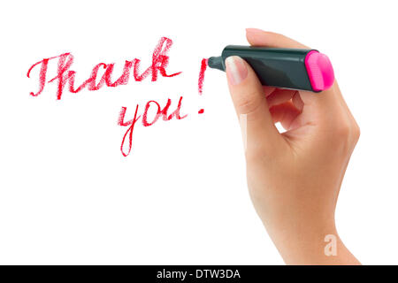 Avec le marqueur à la main écrit Merci Banque D'Images