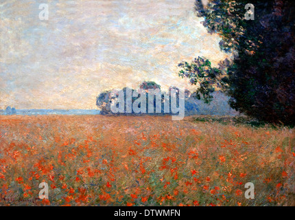 Champs d'avoine aux coquelicots - les champs d'avoine coquelicots 1890 Claude Monet 1840 - 1926 France Banque D'Images