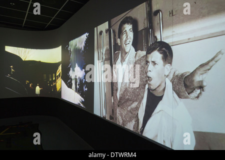 USA (Iowa), Council Bluffs, Union Pacific Railroad Museum de l'intérieur, le film tient sur la Union Pacific, Dean Martin et Jerry Lewis Banque D'Images