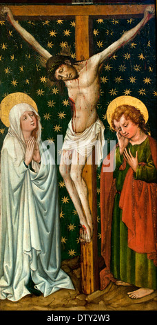 Le Christ sur la croix entre Marie et Jean 1420/30 Maître de l'autel Staufen Allemagne Allemand Banque D'Images