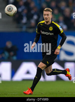 Hambourg, Allemagne. Feb 22, 2014. Le Dortmund Marco Reus en action au cours de la Bundesliga match de football entre le Hamburger SV et le Borussia Dortmund à l'Imtech Arena de Hambourg, Allemagne, 22 février 2014. Photo : Thomas Eisenhuth/DPA - AUCUN SERVICE DE FIL/KEIN BILDFUNK-/dpa/Alamy Live News Banque D'Images