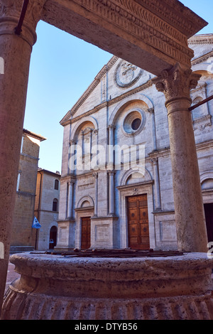 La Cathédrale de Pienza, dans le campo, Toscane, Toscane, Italie Banque D'Images