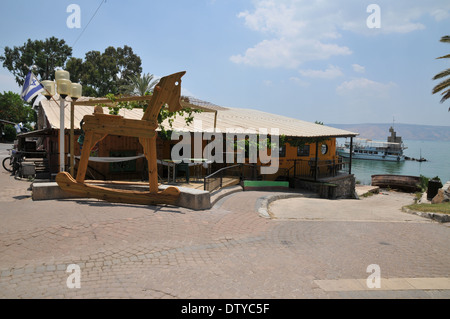 Israël, Kibbutz Ein Gev (créé en 1937) sur les rives de la mer de Galilée Banque D'Images