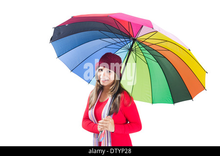 Indian college girl with Umbrella Banque D'Images