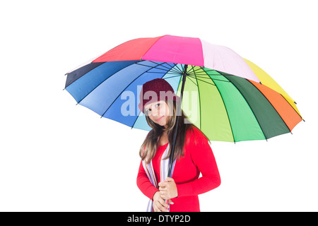 Indian college girl with Umbrella Banque D'Images