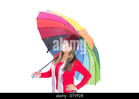 Indian college girl with Umbrella Banque D'Images