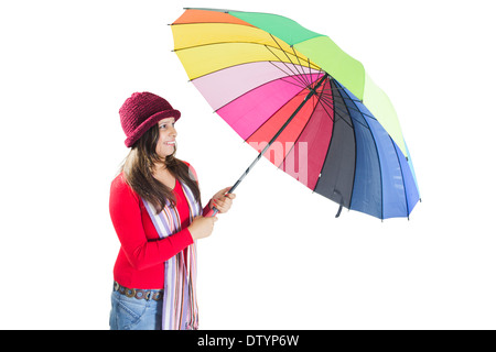 Indian college girl with Umbrella Banque D'Images