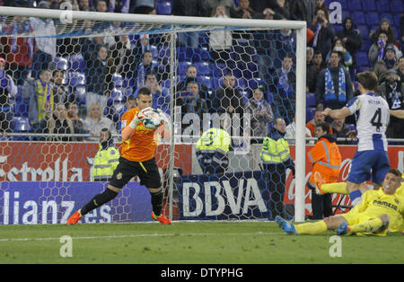 Barcelone, Espagne. Feb 25, 2014. S. Asenjo dans le Match de la journée 25 de la Liga BBVA espagnole entre le RCD Espanyol et Villareal, joué dans le stade Cornella El Prat, le 24 février 2014. Credit : Aline Delfim/NurPhoto ZUMAPRESS.com/Alamy/Live News Banque D'Images