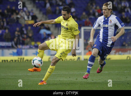 Barcelone, Espagne. Feb 25, 2014. Mario et Alex dans le Match de la journée 25 de la Liga BBVA espagnole entre le RCD Espanyol et Villareal, joué dans le stade Cornella El Prat, le 24 février 2014. Credit : Aline Delfim/NurPhoto ZUMAPRESS.com/Alamy/Live News Banque D'Images