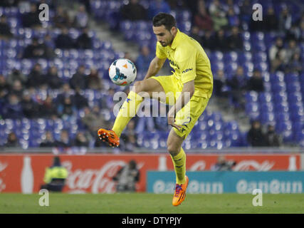 Barcelone, Espagne. Feb 25, 2014. Mario dans le Match de la journée 25 de la Liga BBVA espagnole entre le RCD Espanyol et Villareal, joué dans le stade Cornella El Prat, le 24 février 2014. Credit : Aline Delfim/NurPhoto ZUMAPRESS.com/Alamy/Live News Banque D'Images