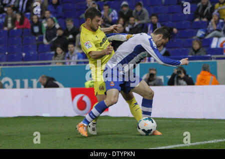 Barcelone, Espagne. Feb 24, 2014. Match de la journée 25 de la Liga BBVA espagnole entre le RCD Espanyol et Villareal, joué dans le stade Cornella El Prat, le 24 février 2014. Credit : Aline Delfim/NurPhoto ZUMAPRESS.com/Alamy/Live News Banque D'Images