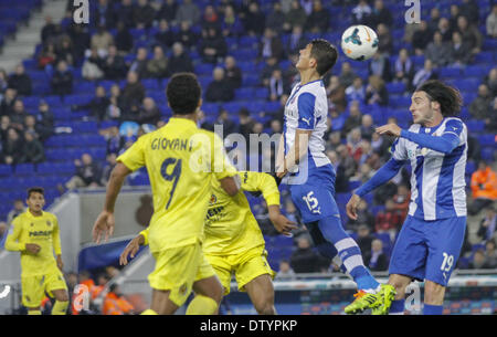 Barcelone, Espagne. Feb 25, 2014. H. Moreno dans le Match de la journée 25 de la Liga BBVA espagnole entre le RCD Espanyol et Villareal, joué dans le stade Cornella El Prat, le 24 février 2014. Credit : Aline Delfim/NurPhoto ZUMAPRESS.com/Alamy/Live News Banque D'Images