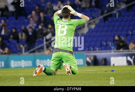 Barcelone, Espagne. Feb 24, 2014. Match de la journée 25 de la Liga BBVA espagnole entre le RCD Espanyol et Villareal, joué dans le stade Cornella El Prat, le 24 février 2014. Credit : Aline Delfim/NurPhoto ZUMAPRESS.com/Alamy/Live News Banque D'Images