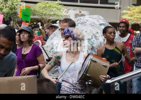 Faire de la musique à Occupy Wall Street, Zuccotti Park, 10 Oct 2011 Banque D'Images