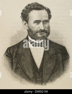 Eduard Lasker (1829-1884). Homme politique et juriste allemand. Portrait. La gravure. Banque D'Images