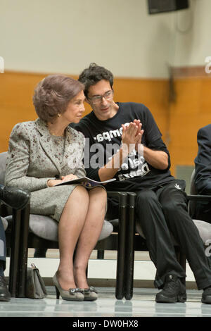 Madrid, Espagne. Feb 24, 2014. La Reine Sofia d'Espagne et du Ballet National d'visites Spanish National Dance Company à Naves del Matadero, 24 février 2014 à Madrid, Espagne. © Oscar Gonzalez/NurPhoto ZUMAPRESS.com/Alamy/Live News Banque D'Images