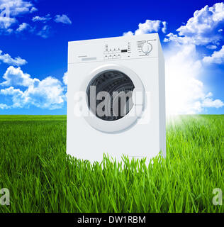 Lave-linge et green field Banque D'Images