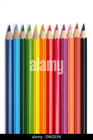 Crayons de couleur, isolés sur fond blanc Banque D'Images