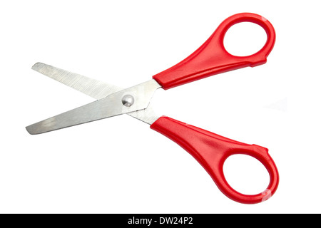 Ciseaux rouge isolé sur fond blanc Banque D'Images