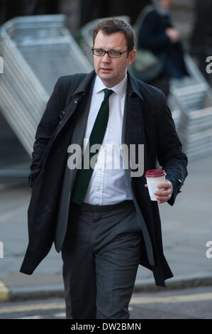 Londres, Royaume-Uni. 26 février 2014. Ancien journaliste International News Andy Coulson arrive à l'Old Bailey pour une autre audience dans le procès de piratage téléphonique, le mercredi 26 février, 2014. Credit : Heloise/Alamy Live News Banque D'Images