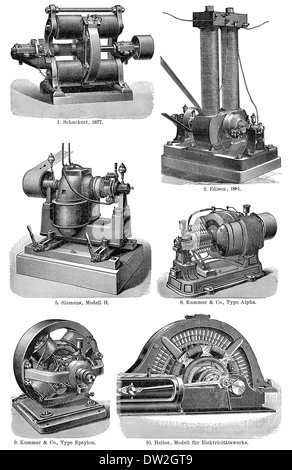 Illustration historique 1894 historique, générateurs, historische Dynamomaschinen, 1894 Banque D'Images