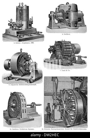 Illustration historique 1894 historique, générateurs, historische Dynamomaschinen, 1894 Banque D'Images