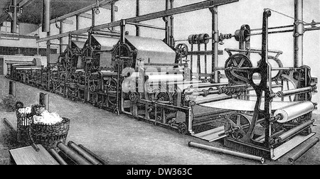 Illustration historique, machines de fabrication de papier, 1896, Banque D'Images