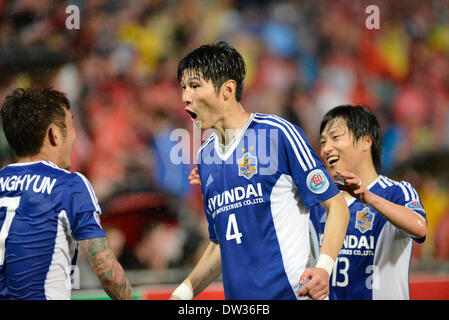 Sydney, Australie. Feb 26, 2014. Au cours de la fête d'Ulsan AFC Champions League match entre Western Sydney Wanderers FC et FC Ulsan Hyundai de Corée du Pirtek, Parramatta Stadium. Ulsan a gagné 3-1. Credit : Action Plus Sport/Alamy Live News Banque D'Images