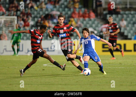 Sydney, Australie. Feb 26, 2014. Sun-Min Kim avant d'Ulsan en action au cours de l'AFC Champions League match entre Western Sydney Wanderers FC et FC Ulsan Hyundai de Corée du Pirtek, Parramatta Stadium. Ulsan a gagné 3-1. Credit : Action Plus Sport/Alamy Live News Banque D'Images