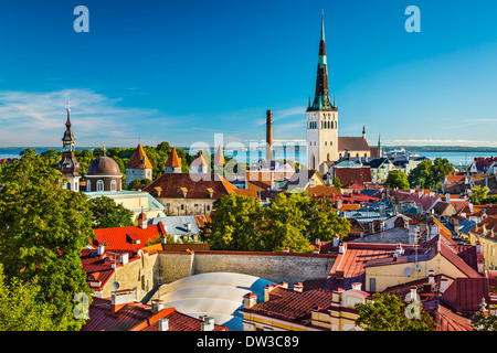 Tallinn, Estonie vue vieille ville à partir de la colline de Toompea. Banque D'Images