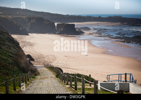 Côte de l'océan de l'ouest du Portugal, à marée basse. Vignetted Shot Banque D'Images