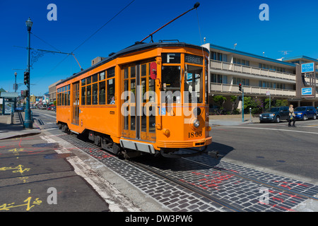 San Francisco Tramway F près du quai, en Californie Banque D'Images