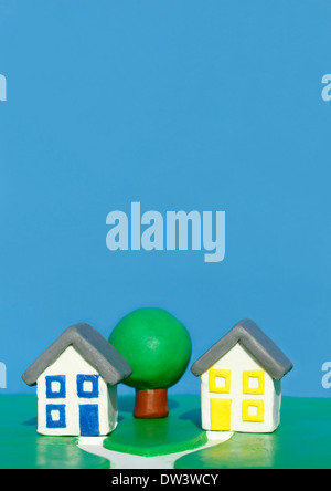 Maisons en pâte à modeler. Banque D'Images